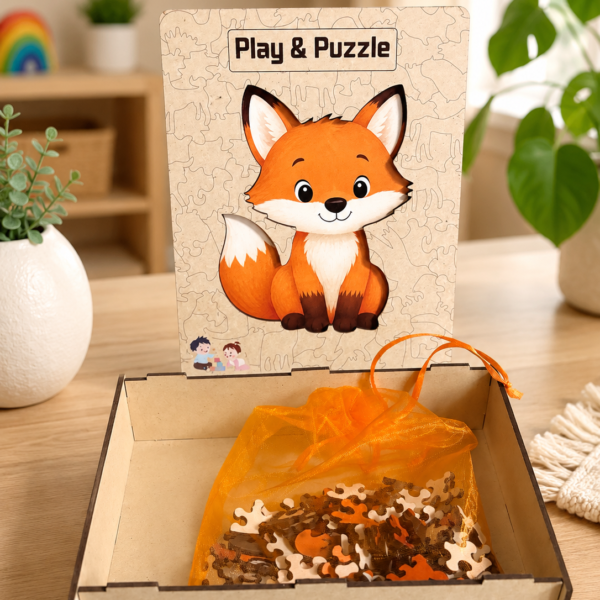 Liščí dobrodružství Rodinné dřevěné puzzle