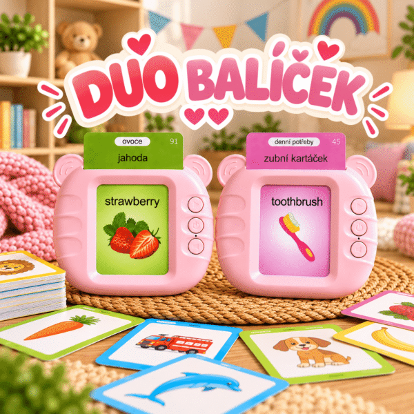DUO balíček – 2× růžová česko-anglická zvuková vzdělávací hra pro děti